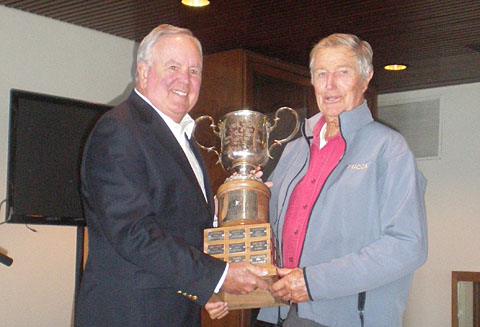 Commodore David Snearly and Hank Easom with the Jessica Cup